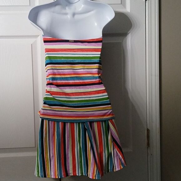 Anne Cole halter tankini swimsuit top  skirt multicolor stripe set Sz M/L NWOT - Picture 5 of 10